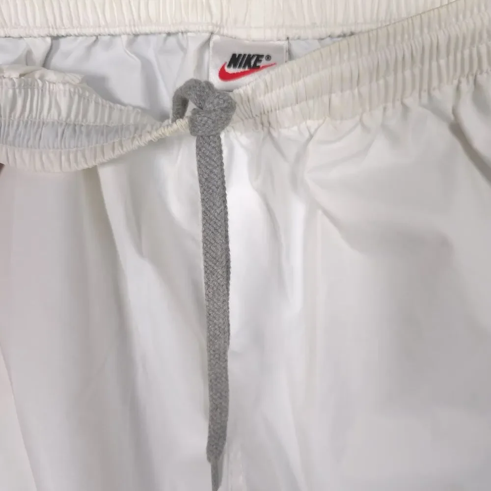 NIKE Men’s MEDIUM Track Pants VINTAGE 90s White Spellout Swoosh Zip Ankle